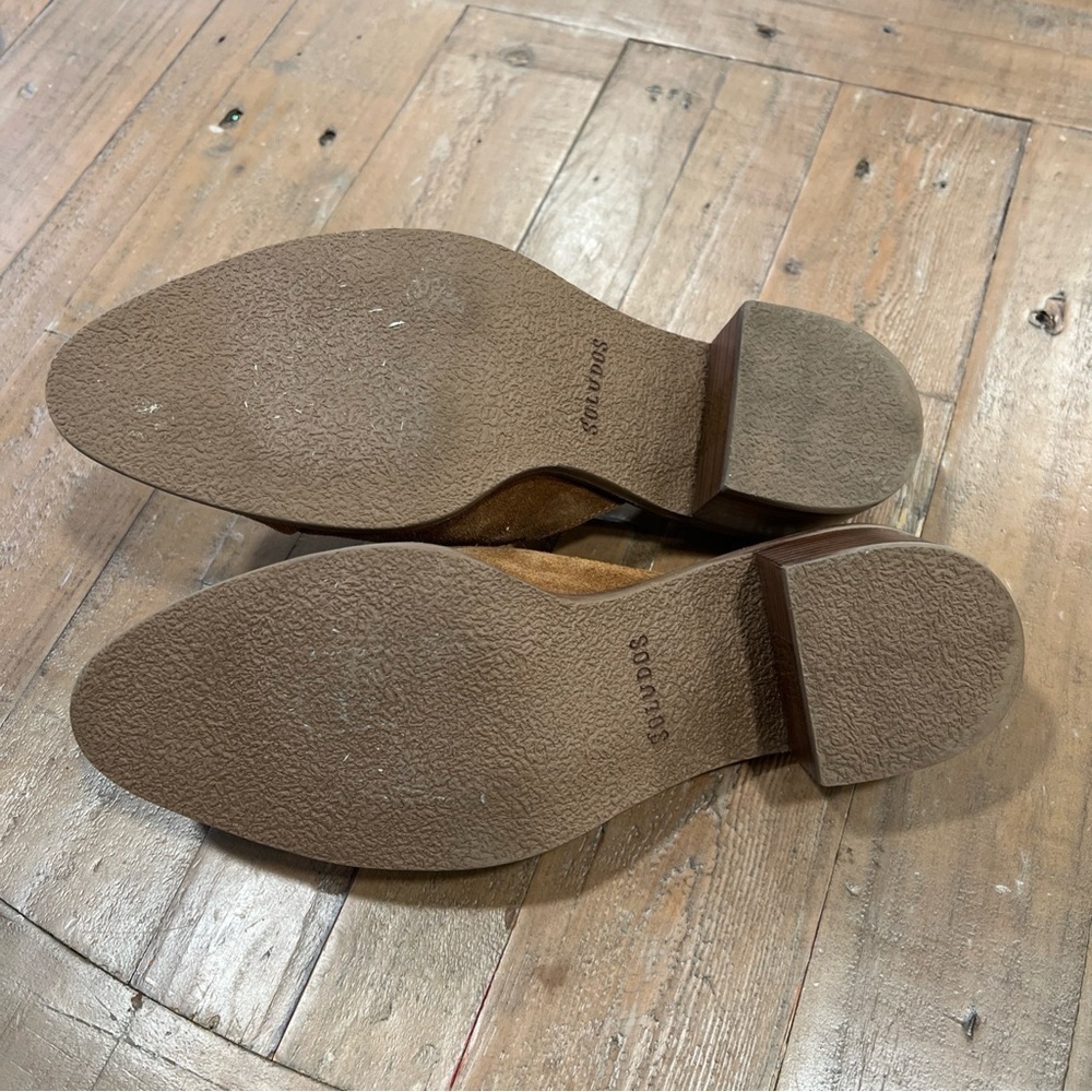 Soludos Ingrid Mules Women’s 7.5 Brown Suede Slip On Leather Block Heel - Picture 8 of 9